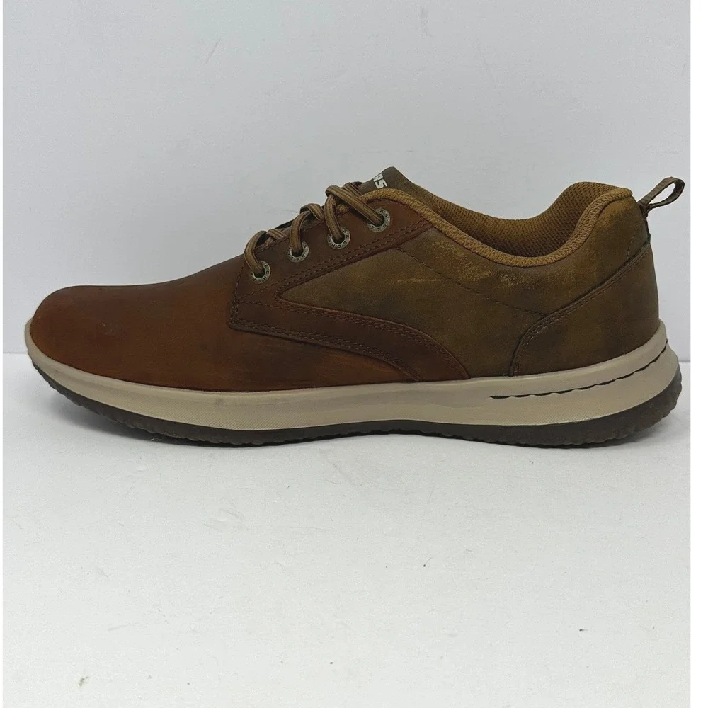 Skechers Mens Classic Fit Waterproof Leather Oxford Brown Air-Cooled Memory Foam